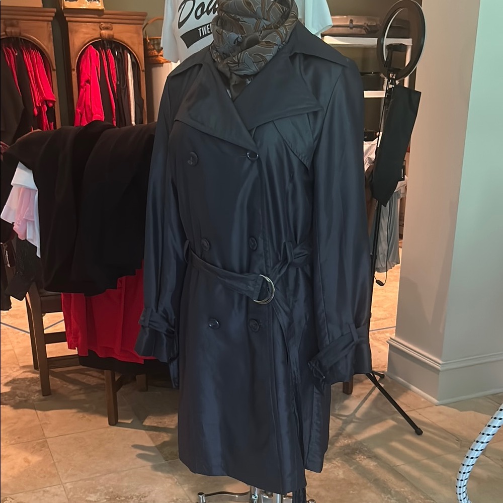 Regent Park Sz S Gun Metal Grey Double-Breasted Trench Rain Coat GUC